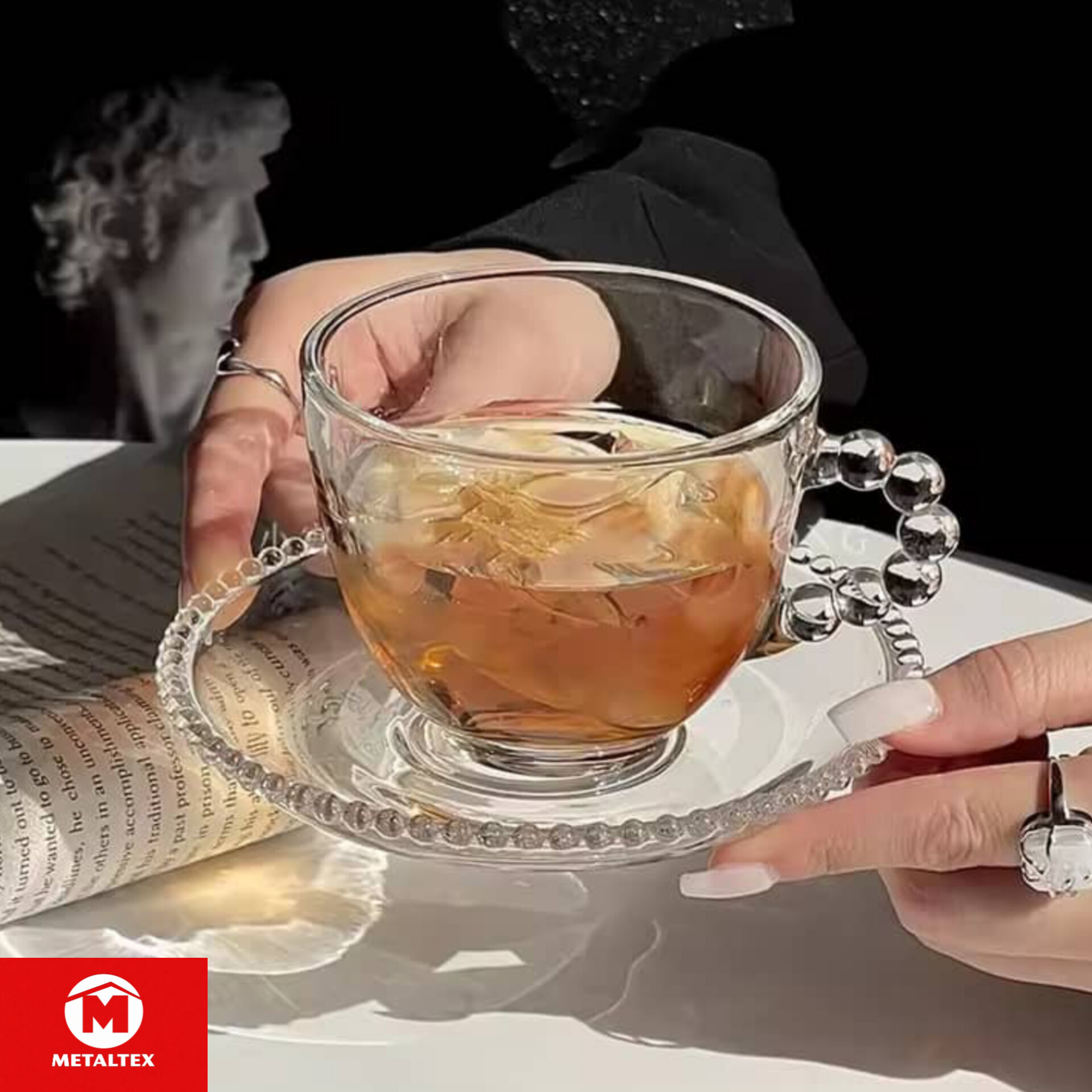 فنجان نعلبکی بلور مرواریدی (تکی)