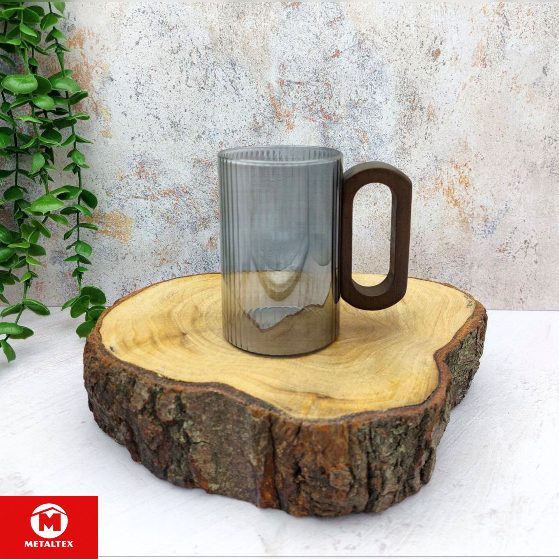 فنجان دسته چوبی پیرکس