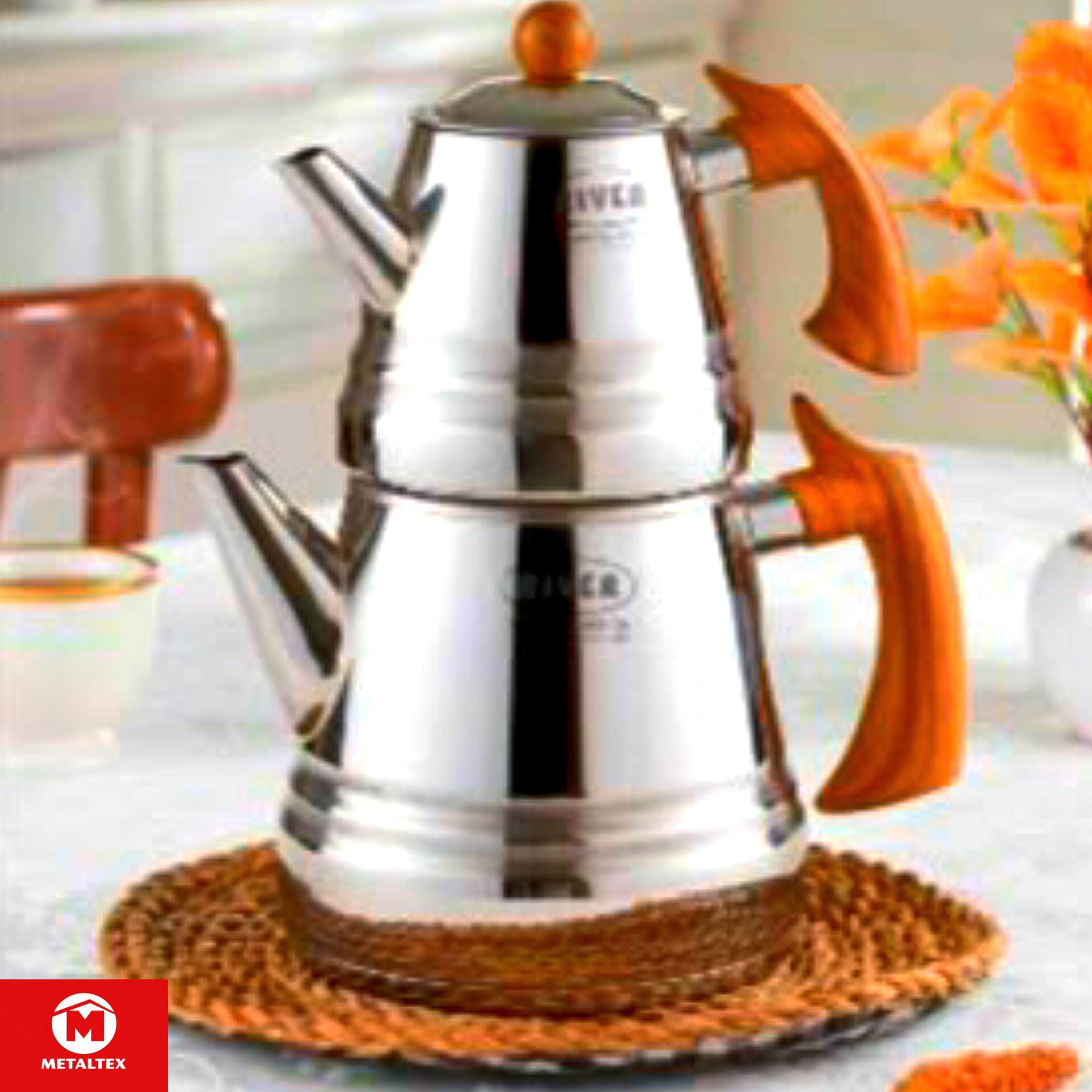 کتری قوری ریور دسته چوبی